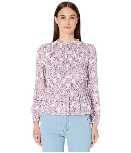 Imbracaminte femei see by chloe ruched long sleeve printed blouse natural