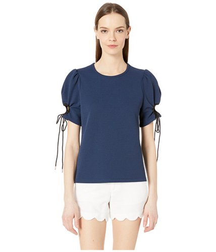 Imbracaminte femei see by chloe short sleeve with tie cuff crepe top navy