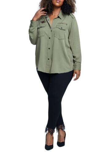 Imbracaminte femei seven7 woven shirt plus size lichen gre