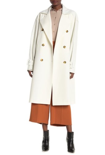 Imbracaminte femei sosken faux leather sleeved trench coat white