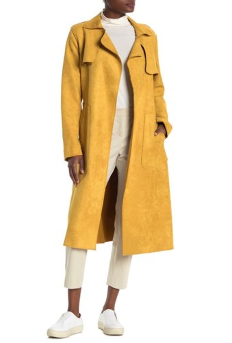 Imbracaminte femei sosken faux suede belted trench coat mustard