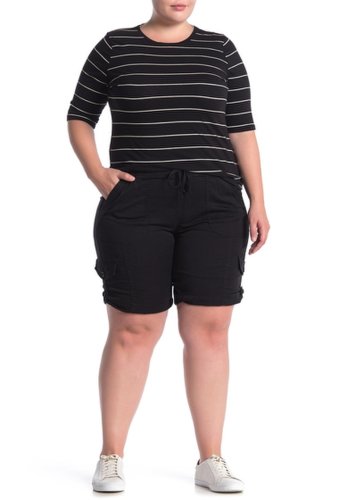 Imbracaminte femei supplies by union bay betsey comfort waist stretch twill shorts plus size black