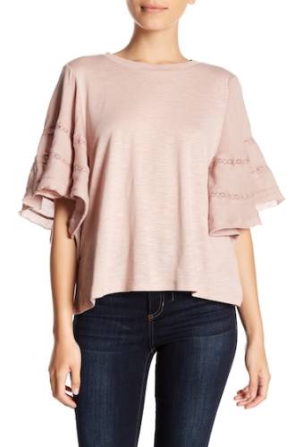 Imbracaminte femei susina mixed media flutter sleeve blouse regular petite pink adobe