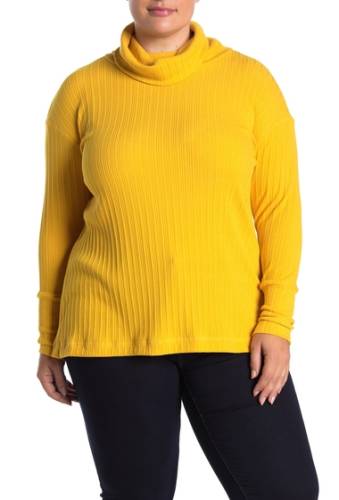 Imbracaminte femei susina turtleneck long sleeve rib knit top plus size yellow rod