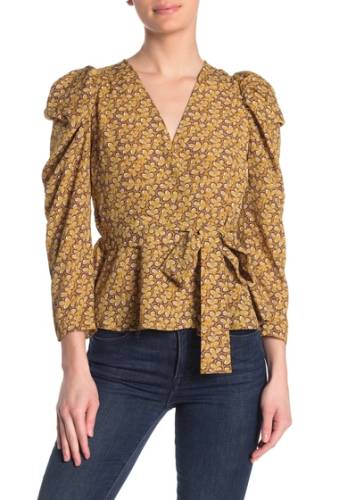 Imbracaminte femei sweet rain floral print wrap blouse gold