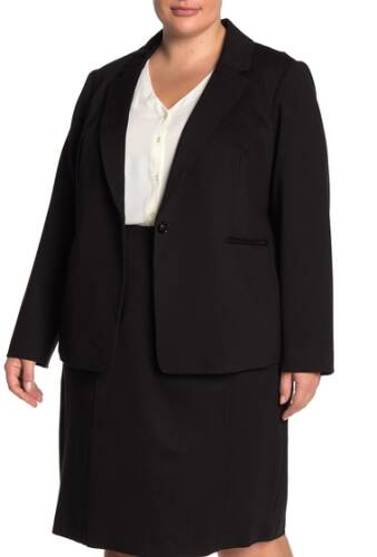 Imbracaminte femei t tahari ponte button front blazer plus size black