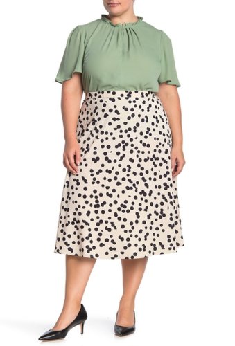 Imbracaminte femei t tahari pull-on a-line midi skirt plus size ink dot pr