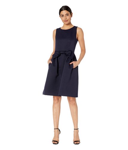 Imbracaminte femei tahari by asl bow front fit and flare textured faille dress navy