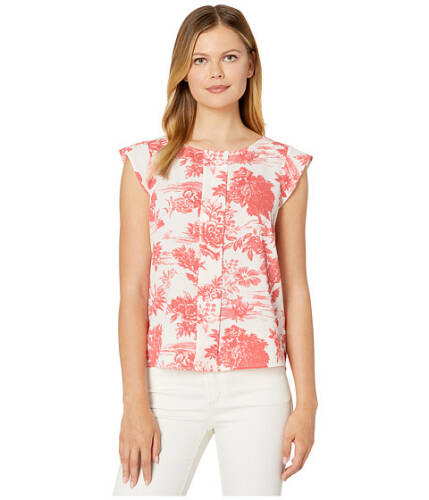 Imbracaminte femei tahari by asl cap sleeve pleat front top country toile coral
