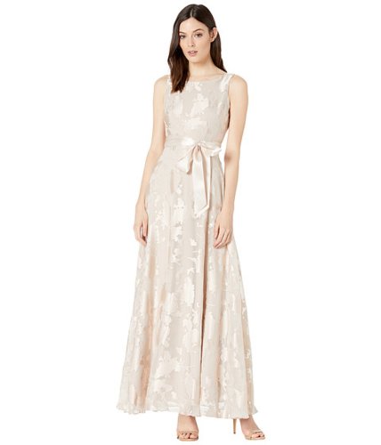Imbracaminte femei tahari by asl sleeveless organza burnout gown with satin sash champagne