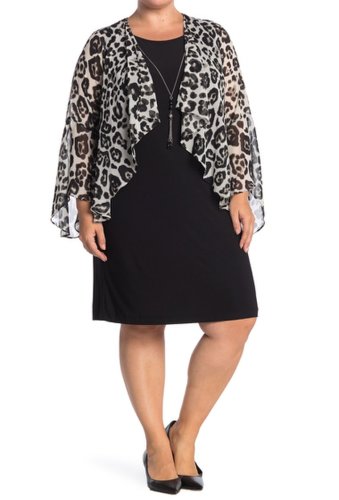Imbracaminte femei tash sophie leopard printed jacket dress plus size blackgry
