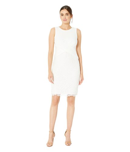 Imbracaminte femei taylor sleeveless cross front and lace skirt dress ivory