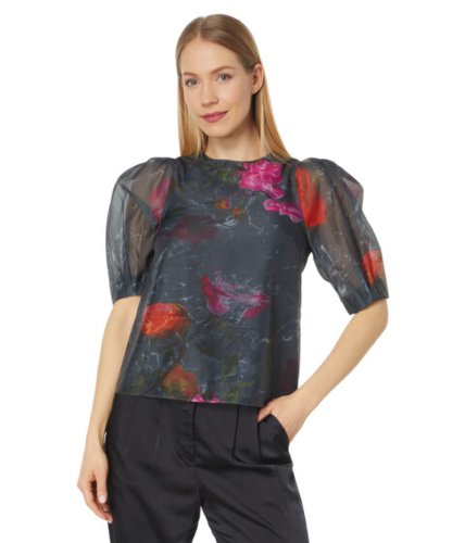 Imbracaminte femei ted baker ayymee boxy cropped top with puff sleeve black