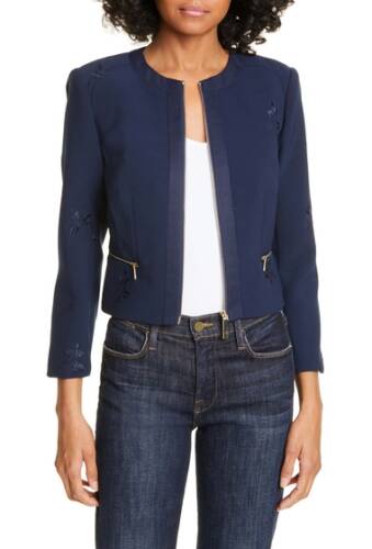 Imbracaminte femei ted baker london saahra embroidered crop jacket navy