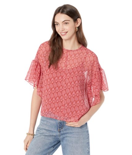Imbracaminte femei ted baker mariy georgette boxy top with printed lining darkred