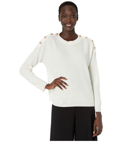 Imbracaminte femei the kooples crew neck pullover with large silver buttons on shoulders white