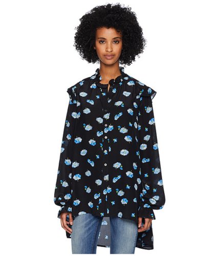Imbracaminte femei the kooples long sleeve button up shirt covered in blue daisy print black