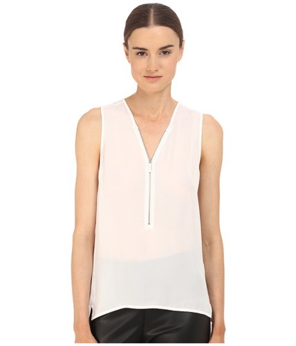 Imbracaminte femei the kooples tank top in silk and jersey with a zip neckline white