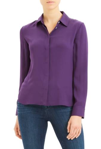Imbracaminte femei theory classic fitted silk blend button down blouse plum