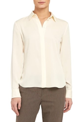 Imbracaminte femei theory classic silk blend button front blouse iv