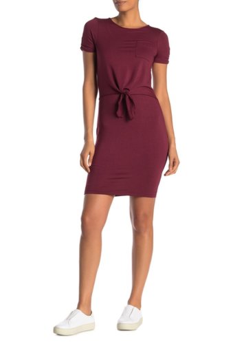 Imbracaminte femei threads and states tie front t-shirt dress burgundy