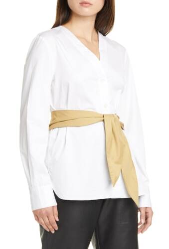 Imbracaminte femei tibi cotton poplin shirt with tie belt white multi