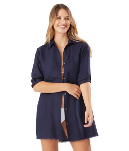 Imbracaminte femei tommy bahama st lucia boyfriend shirt cover-up mare navy