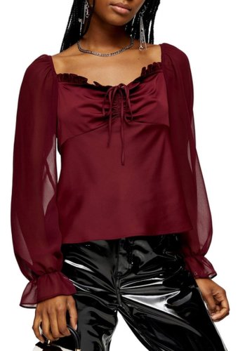 Imbracaminte femei topshop chiffon sleeve palermo blouse burgundy