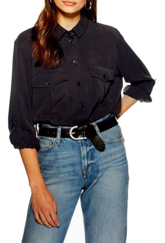 Imbracaminte femei topshop double pocket utility shirt washed black