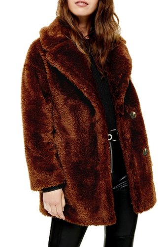 Imbracaminte femei topshop faux fur coat dark brown