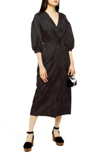 Imbracaminte femei topshop jacquard wrap midi dress black