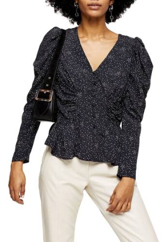 Imbracaminte femei topshop star print puff sleeve blouse black multi