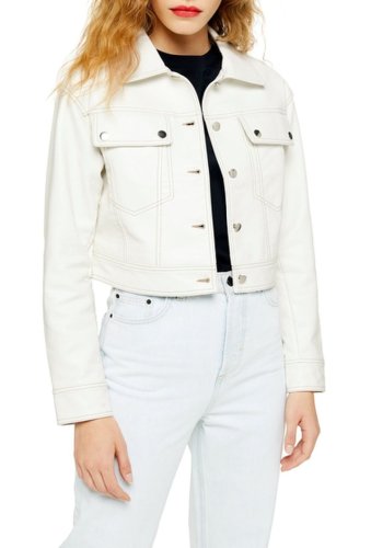 Imbracaminte femei topshop western faux leather jacket cream