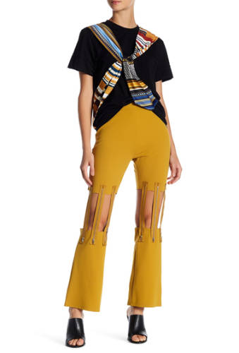 Imbracaminte femei tov cutout zip knee pants mustard