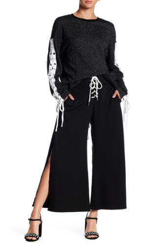 Imbracaminte femei tov lace-up highwater trousers black