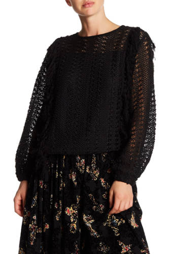 Imbracaminte femei tov open knit fringe pullover black