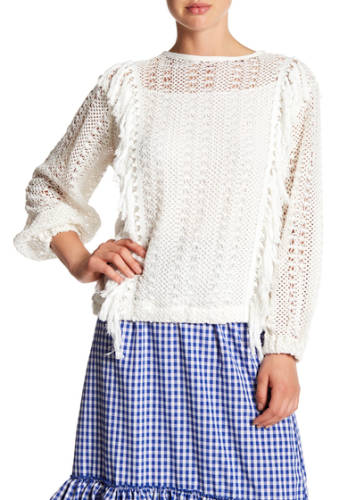 Imbracaminte femei tov open knit fringe pullover white