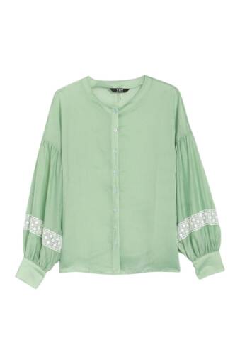 Imbracaminte femei tov puffed sleeve button front blouse green