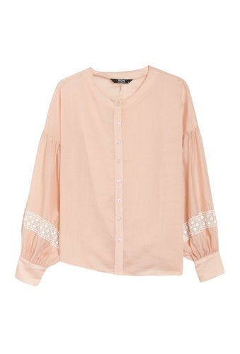 Imbracaminte femei tov puffed sleeve button front blouse pink