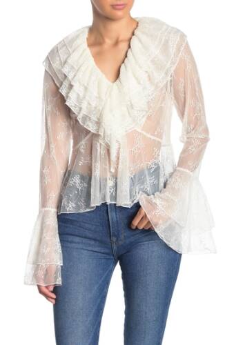 Imbracaminte femei tov see-through ruffle trim blouse white