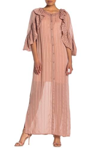 Imbracaminte femei tov striped print sheer maxi dress beige
