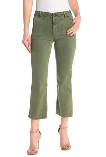 Imbracaminte femei tractr high waist slim straight ankle crop jeans green