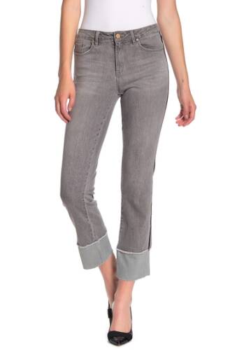 Imbracaminte femei tractr high waist straight ankle crop jeans grey