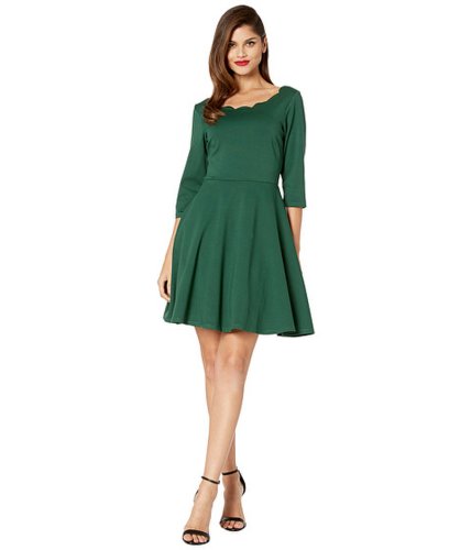 Imbracaminte femei unique vintage smak parlour for uv scalloped 34 sleeve charmed fit-and-flare dress emerald green