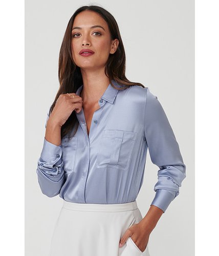 Imbracaminte femei untuckit carlina eco friendly stretch silk button-up blouse light blue