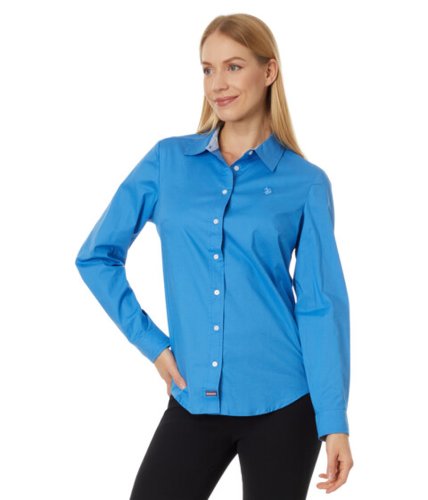 U.s. Polo Assn Imbracaminte femei us polo assn long sleeve solid stretch poplin shirt super sonic blue