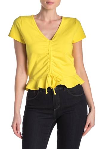 Imbracaminte femei vanity room v-neck short sleeve ruched front top marigold