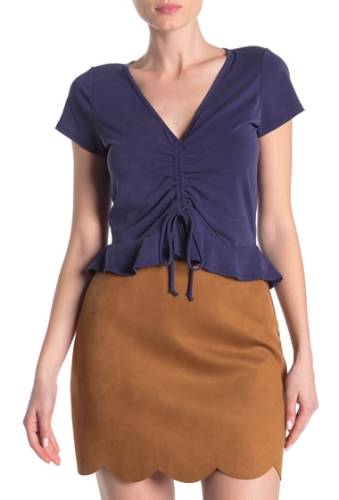 Imbracaminte femei vanity room v-neck short sleeve ruched front top navy
