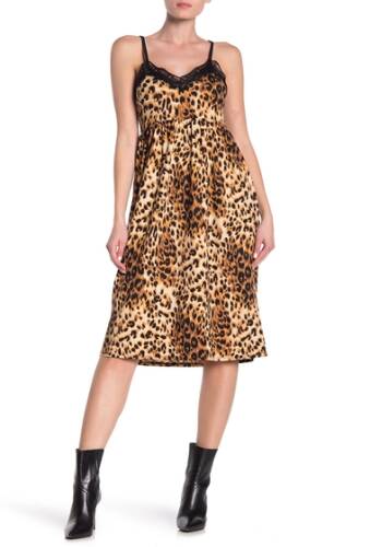 Imbracaminte femei velvet torch lace trim leopard print slip dress animal print