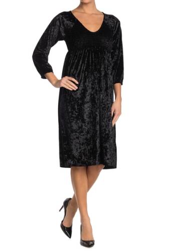 Imbracaminte femei velvet torch smocked velvet 34 sleeve v-neck dress black